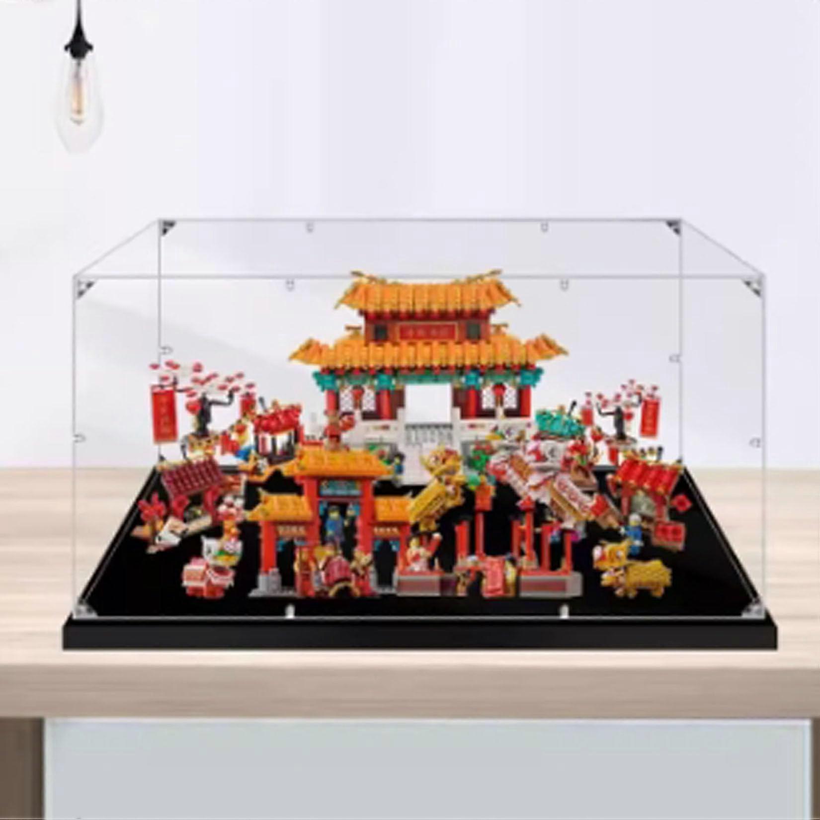 Acrylic Display Case for   Year Temple Fair 80105, Dustproof Clear Showcase Box with UV Shielding