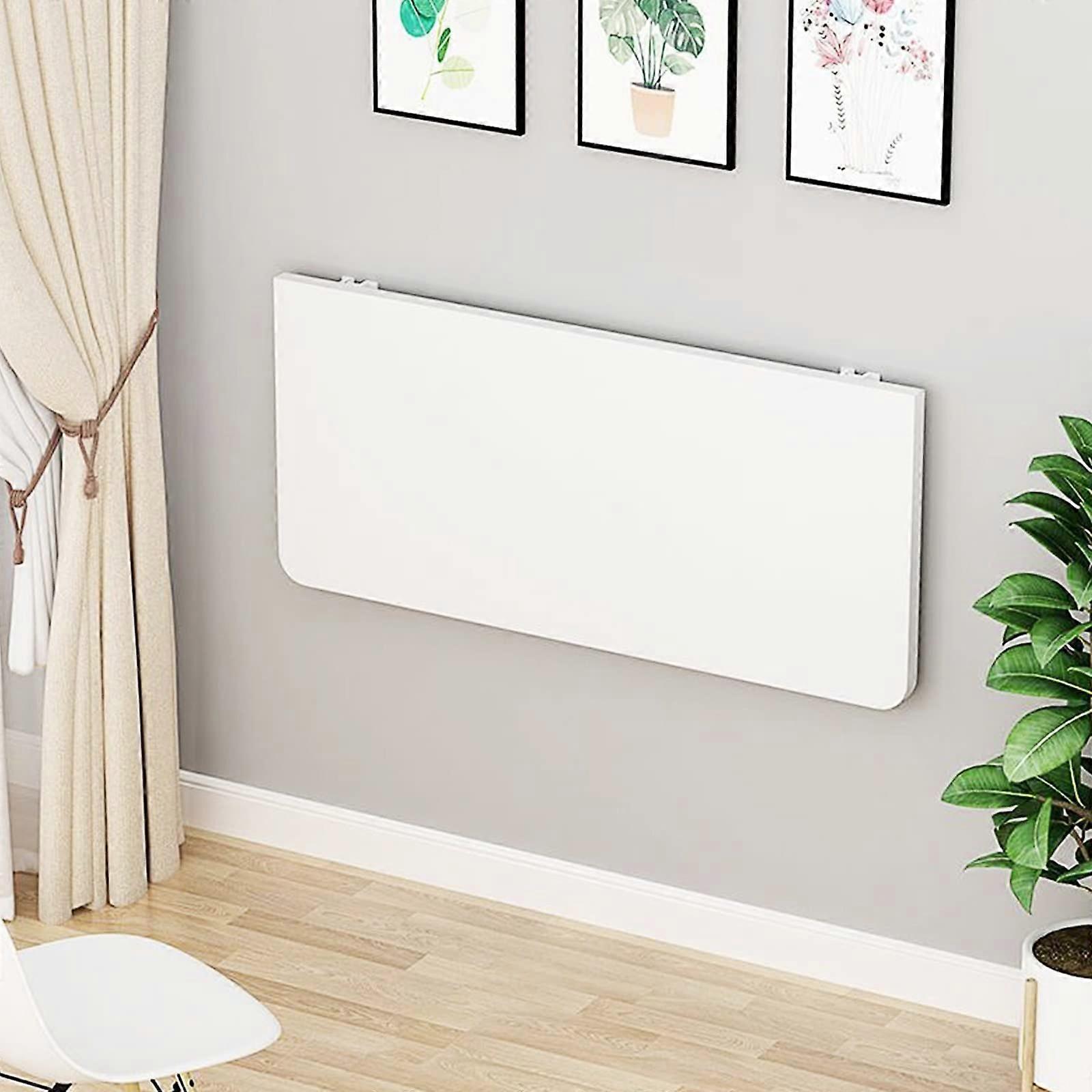 Wall Mounted Folding Table 60x30cm White Floating Desk Fold Down Workstation for Small Spaces