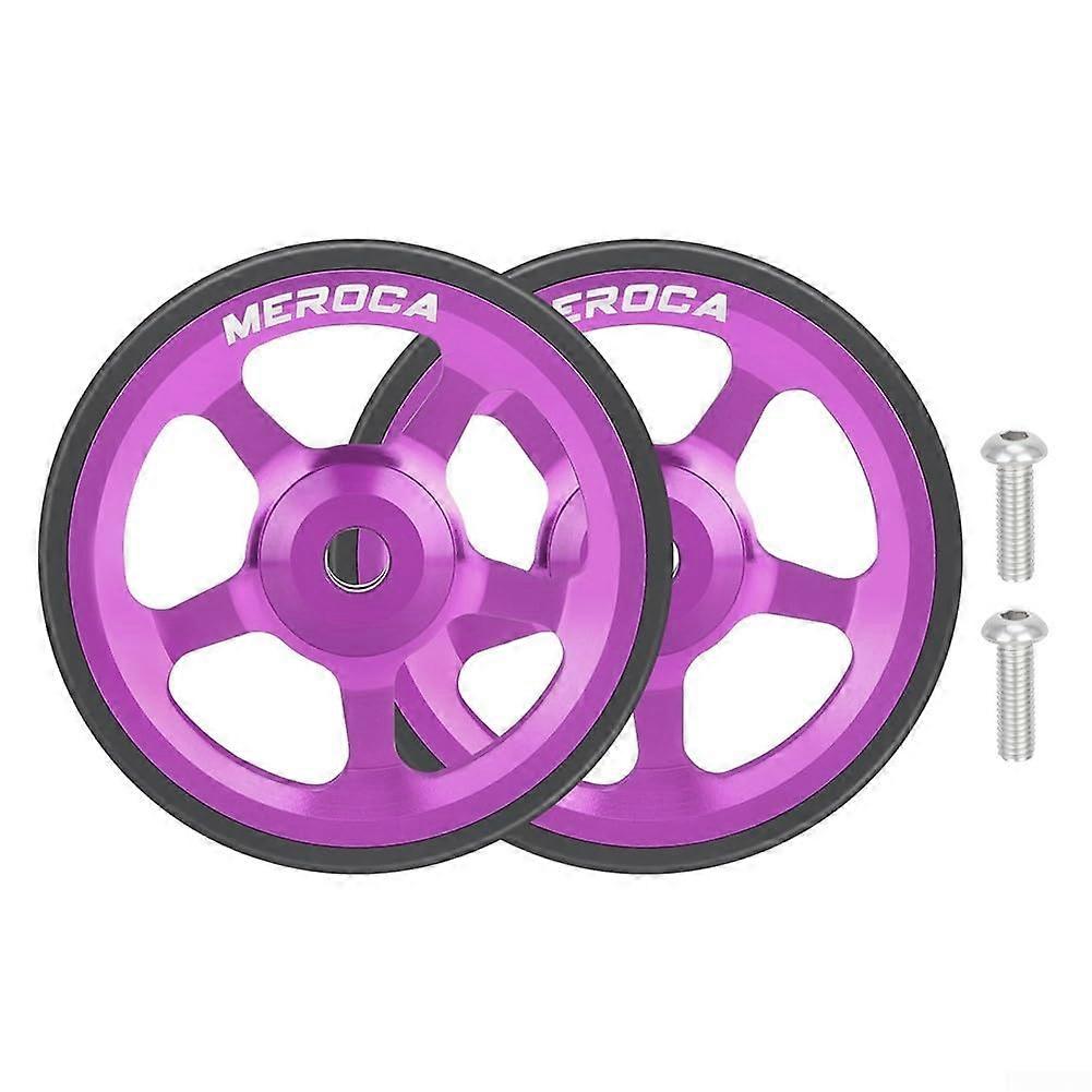 60mm Easy Wheels for Brompton Folding Bikes, Smooth Rolling Bearings, Fits 3Sixty, Purple