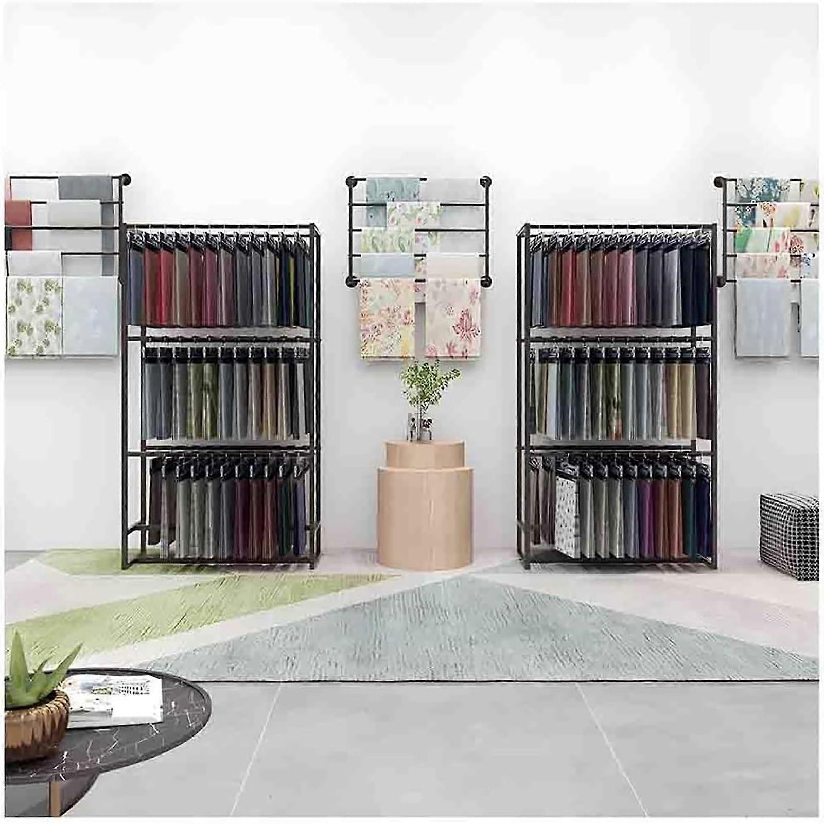 Heavy Duty DoubleSided Scarf Display Rack with Adjustable MultiTier Stand and Lockable Wheels