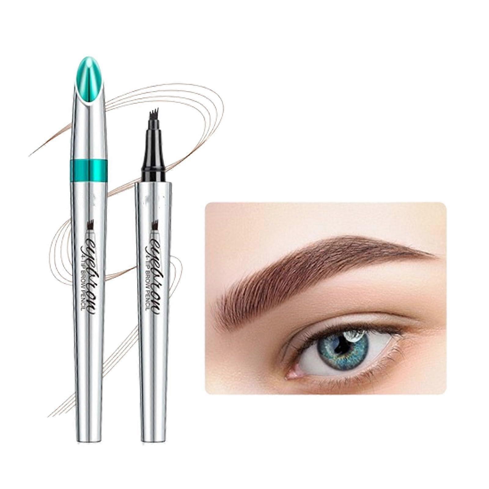 Waterproof Microblading Eyebrow Pen 4 Fork Tip Long Lasting Reddish Brown for Natural Brows