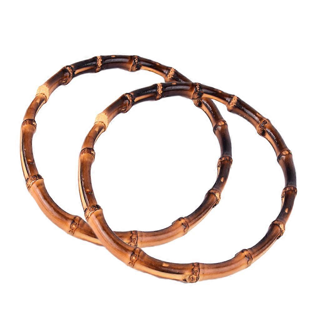 Runde Bambusgriffe für Handtaschen, 2 Stück, Kaffeefarbe