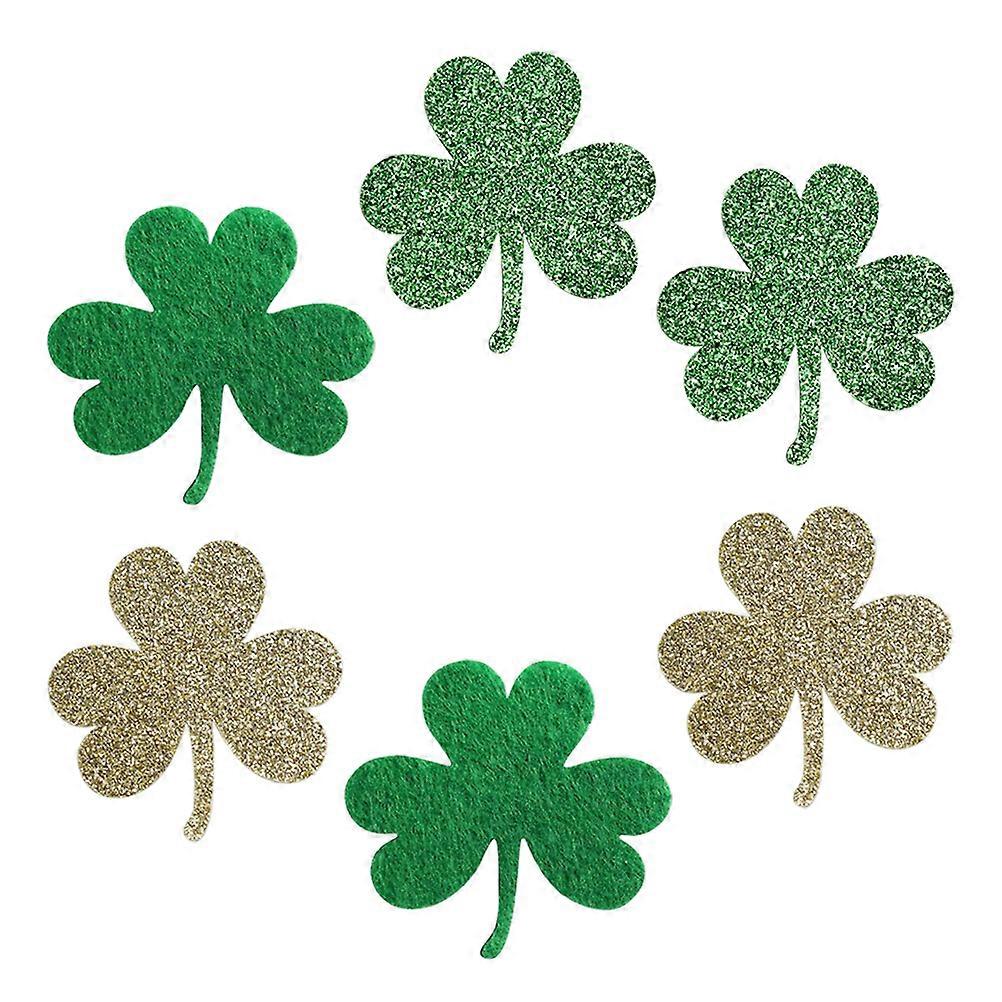 Clover Patch Fabric Glitter Green Four Leaf Clover for Clothes 6Pcs