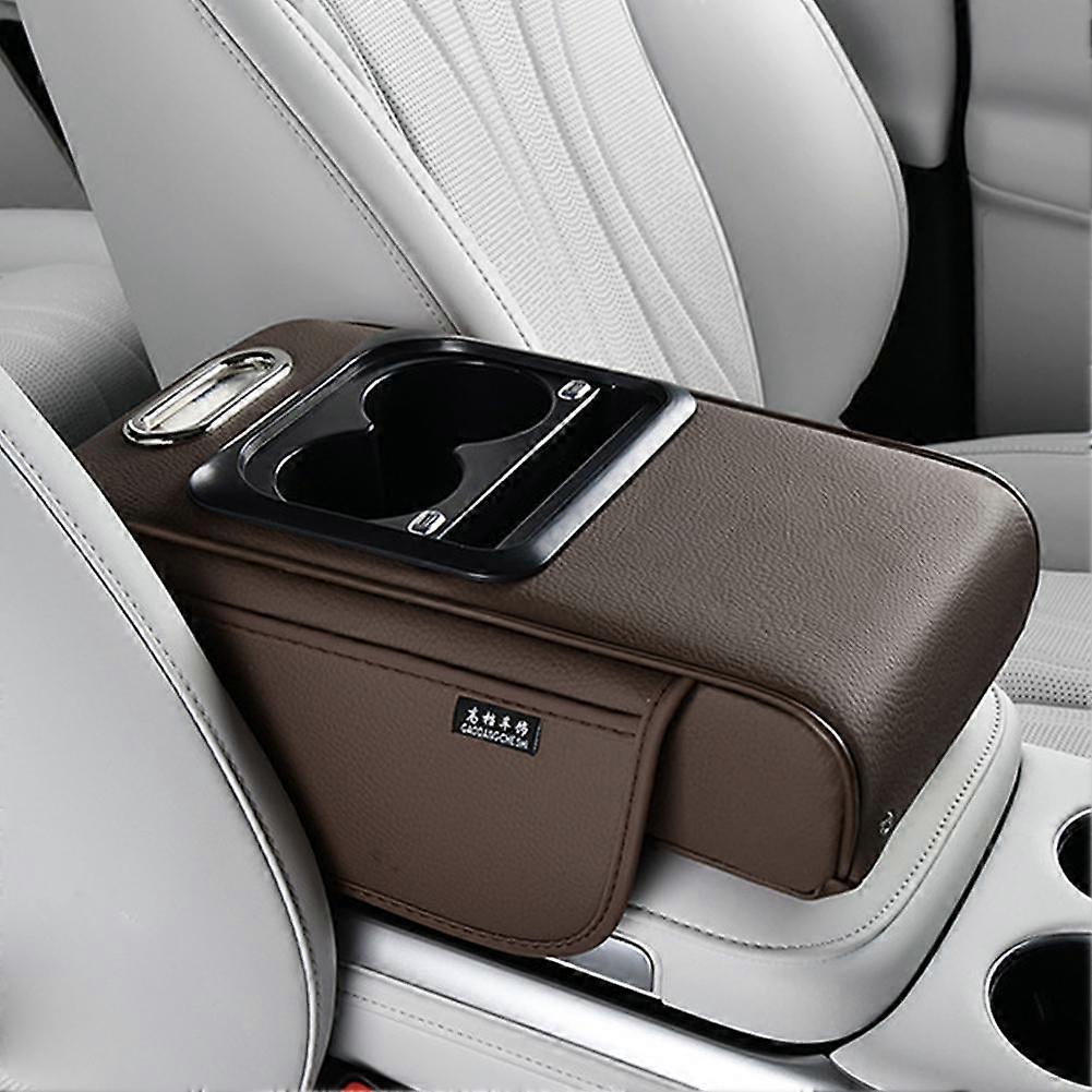 Multi-functional Car Cup Holder with Supportive Armrest & Durable Leather Design - Perfect for Drivers