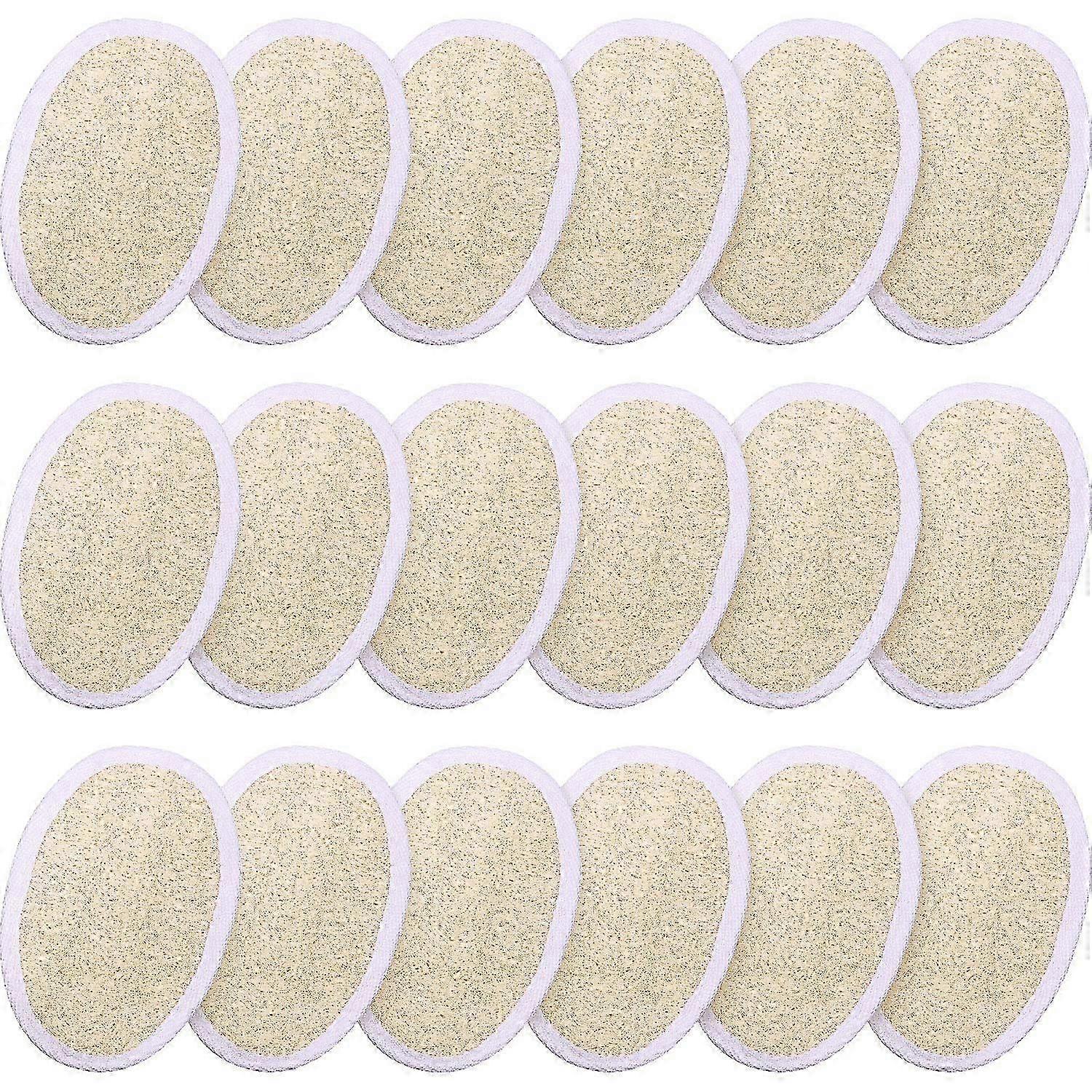Bath Loofah Sponge Pads, Exfoliating, Natural, 18pcs, Oval Shape