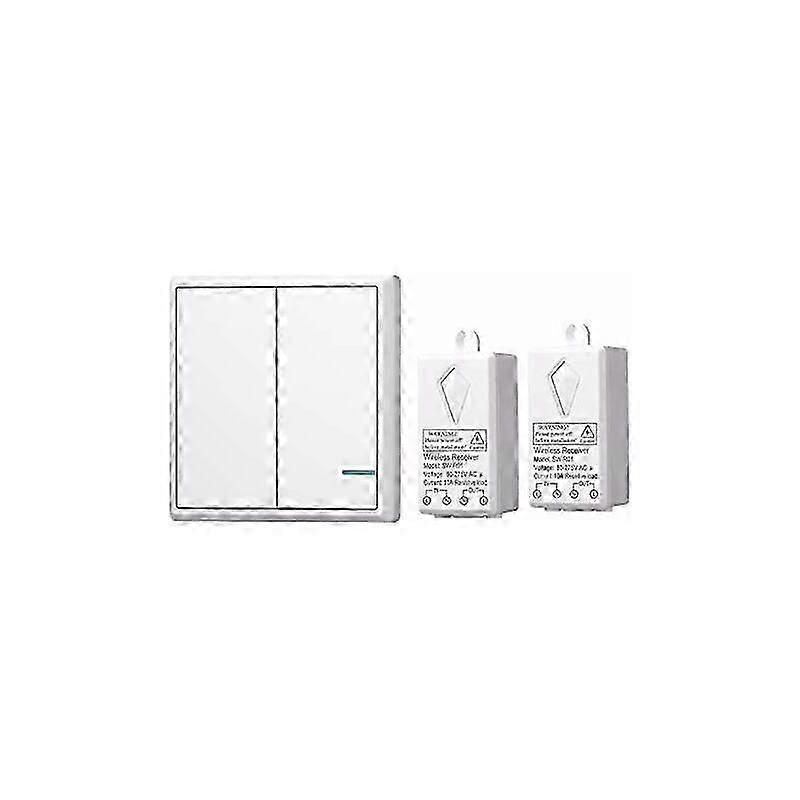 Wireless Light Switch Kit, 1 Double Switch + 2 Receivers