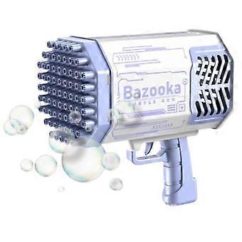 LED-boblepistol med 69 udgange og lysende bazooka til børn – boblemaskine til udendørs leg i lilla og hvid