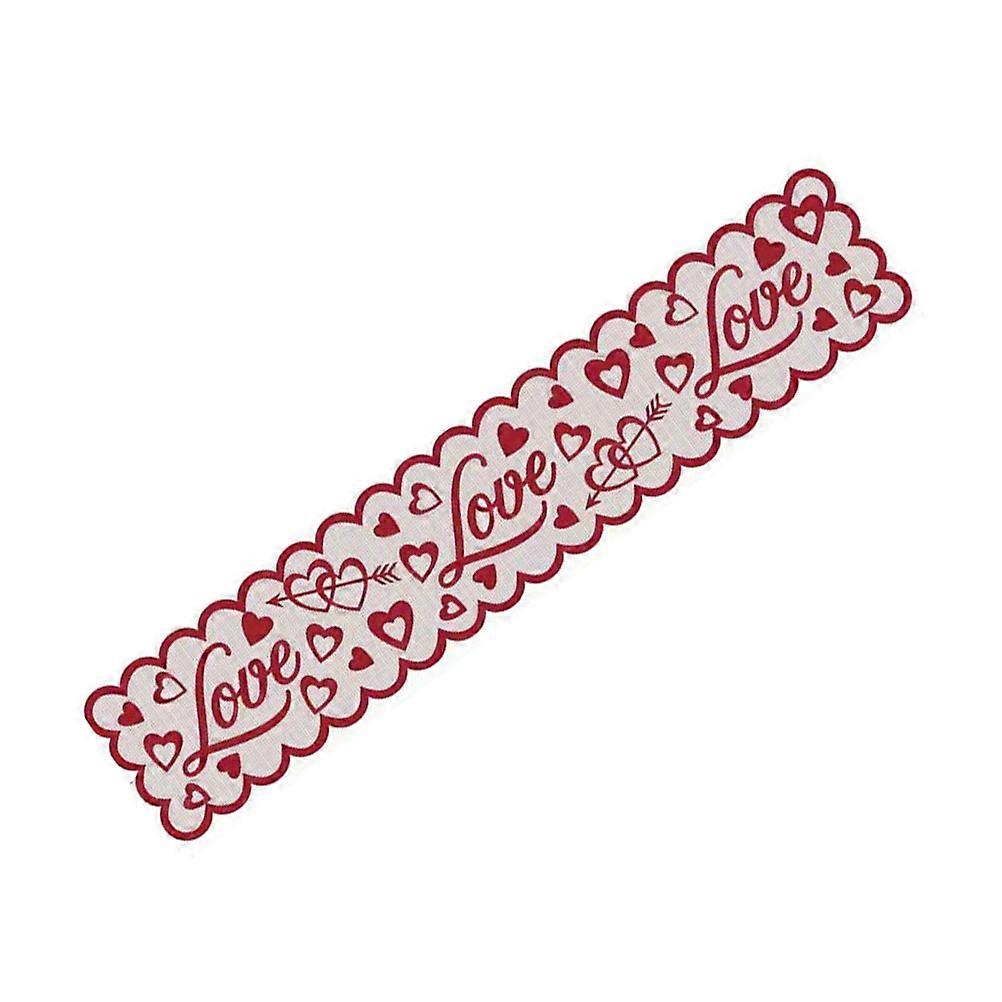 Heart Pattern Table Runner Decorative Tablecloth for Decor 1Pcs Red Polyester