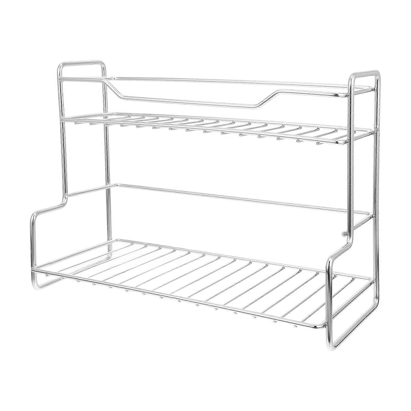 Bathroom Worktop Storage Rack Double-tier Makeup Storage Holder Multi-use Storage Rack Silver