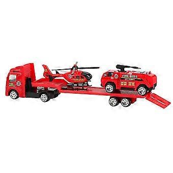 Kid Car Model Pull Back Toy 2Pcs Red Alloy Fire Fighting Tow Truck for Babies