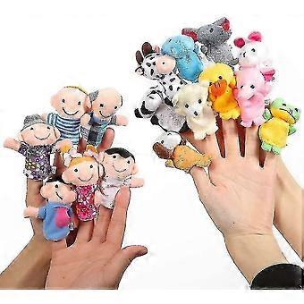 Finger Puppets Set Story Time 16 szt - 10 zwierząt i 6 osób Członkowie rodziny