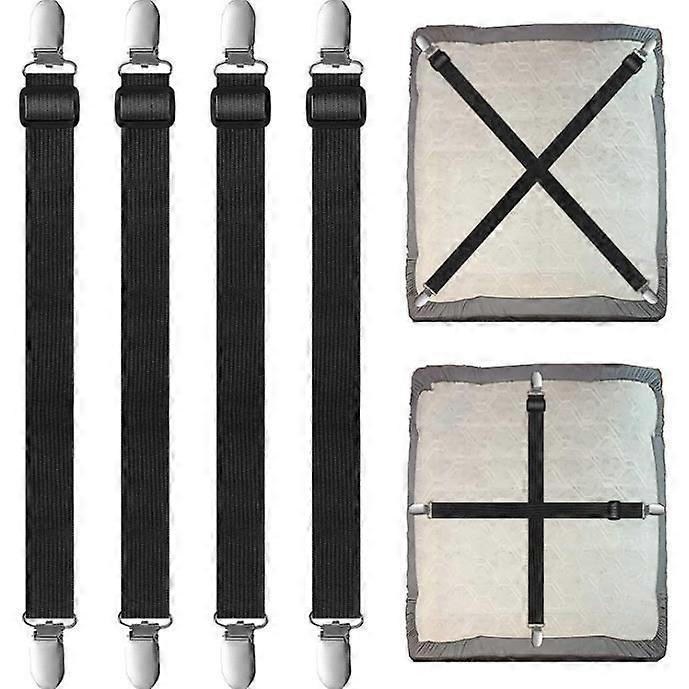 Bed Sheet Straps - Unspecified - Adjustable - Elastic - 4 Pieces - Black