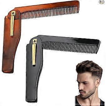Pieces Pocket Comb, Folding Beard Comb for Men Portable Pocket Comb Plastic Small Clip to Fix Anti-static Hair Comb Hairdressing Styling Tools - Black