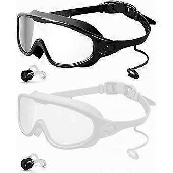 Swim Goggles 2 Pack, Wide View Anti Fog&UV Swimming Goggles for Audlt( Transparent)