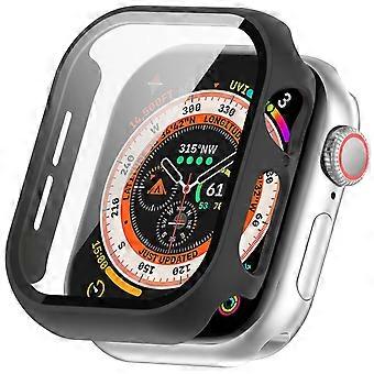 For Apple Watch Series 11 / 10 46mm Plastic PC Smart Watch Case + Tempered Glass Protector Black