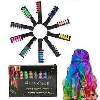 SNDO-10 Farben Festlicher Spaß Haarkreide-Kämme, Auswaschbare Haarfarbe für Geburtstagsfrisuren für alle Altersgruppen, ideal als Geburtstagsgeschenk oder Weihnachtsgeschenk