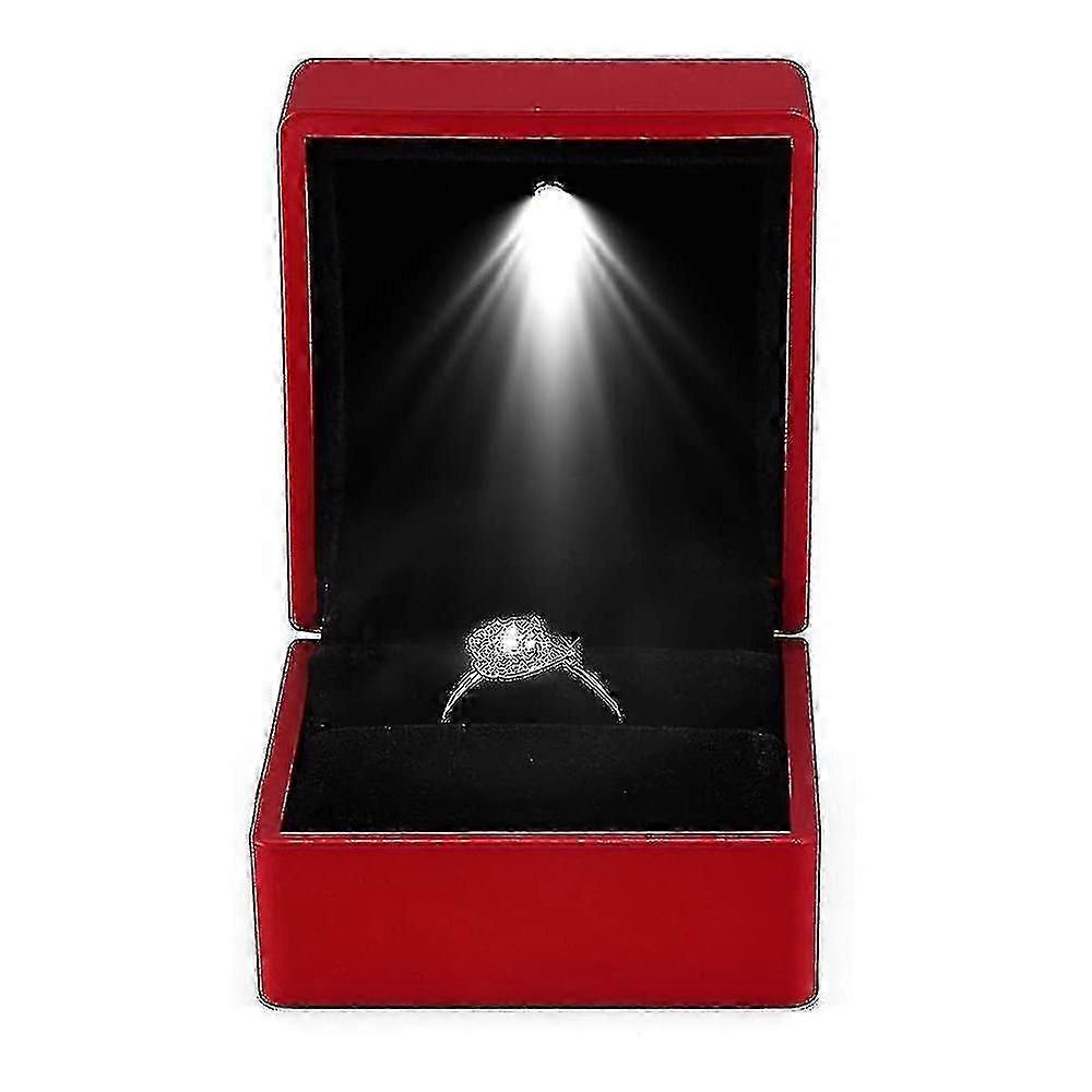 Red Led Lighted Ring Box Earring Ring Gift Case Wedding Ring Jewelry