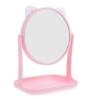 1pc Desktop Makeup Mirror Storage Tray Cosmetics Mirror Rotatable Makeup Mirror