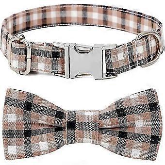 2 Pack Fall Dog Collar Bow Tie, Plaid Dog Collar met Bow, Comfortabele Leuke Dog Collar Bow tie Pet Gift Verstelbare Dog Collars voor Small Medium Large