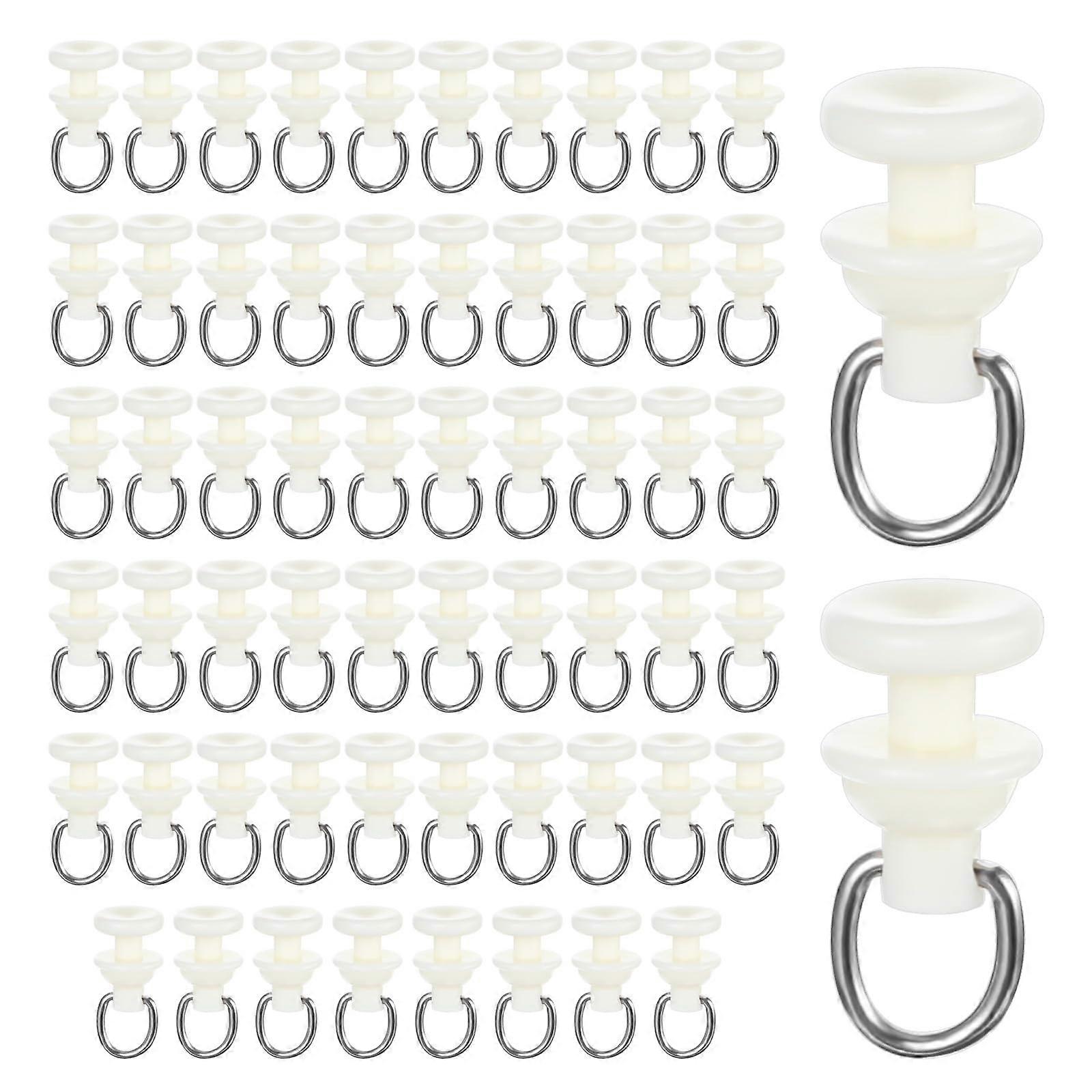 60Pcs Ceiling Curtain Track Hooks with Smooth Gliding Rollers, Plastic Replacement Gliders Set, White