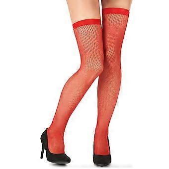 Women's red fishnet stockings