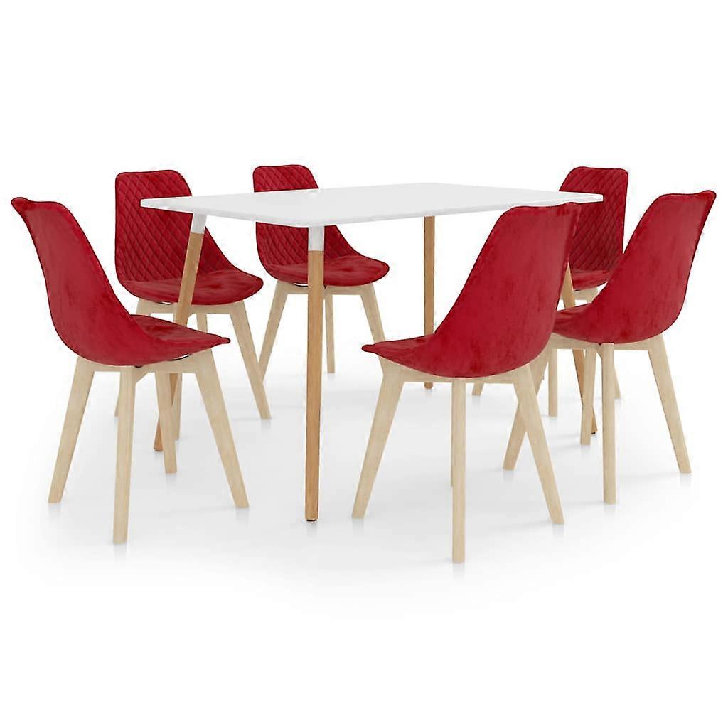 vidaXL 7-delige Eethoek rood