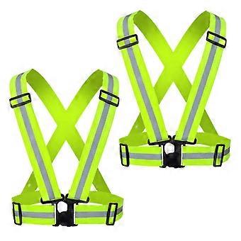 2 Pack Reflective Running Vest, Adjustable Elastic Safety Gear for Night Running, Jogging, Dog Walking, Cycling, High Visibility for Men Women
