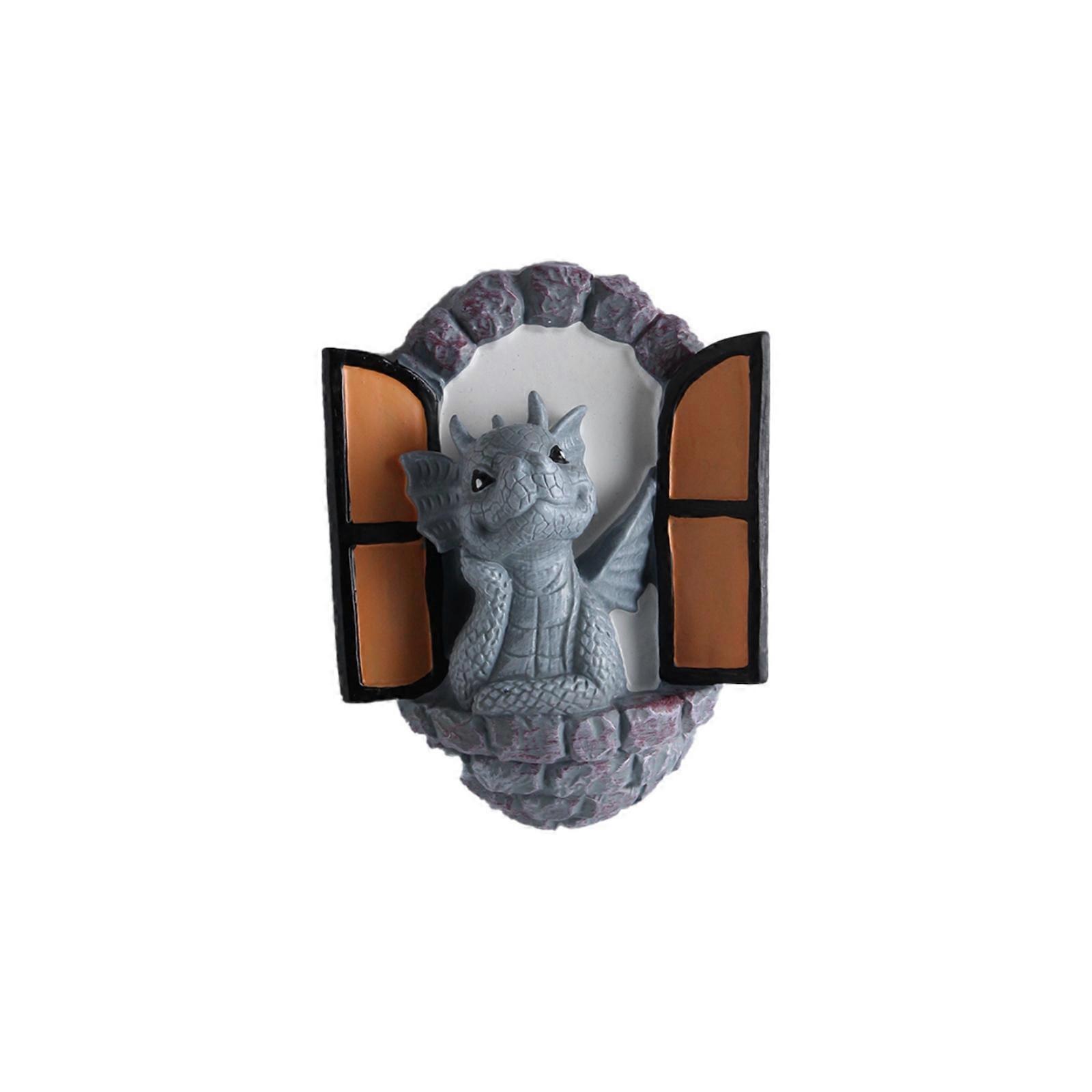 Dragon Window Wall Decor Gothic Dragon Wall Plaque Multi-Color for Entryway