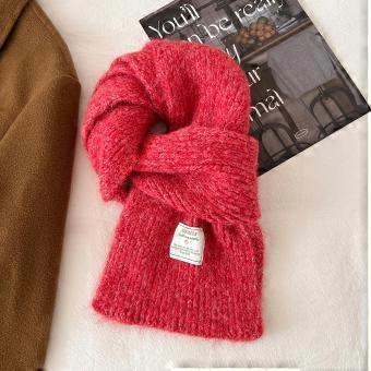 With autumn and winter solid color high-end soft waxy knitted scarf for men and women Korean version of student couple warm scarf neck protection