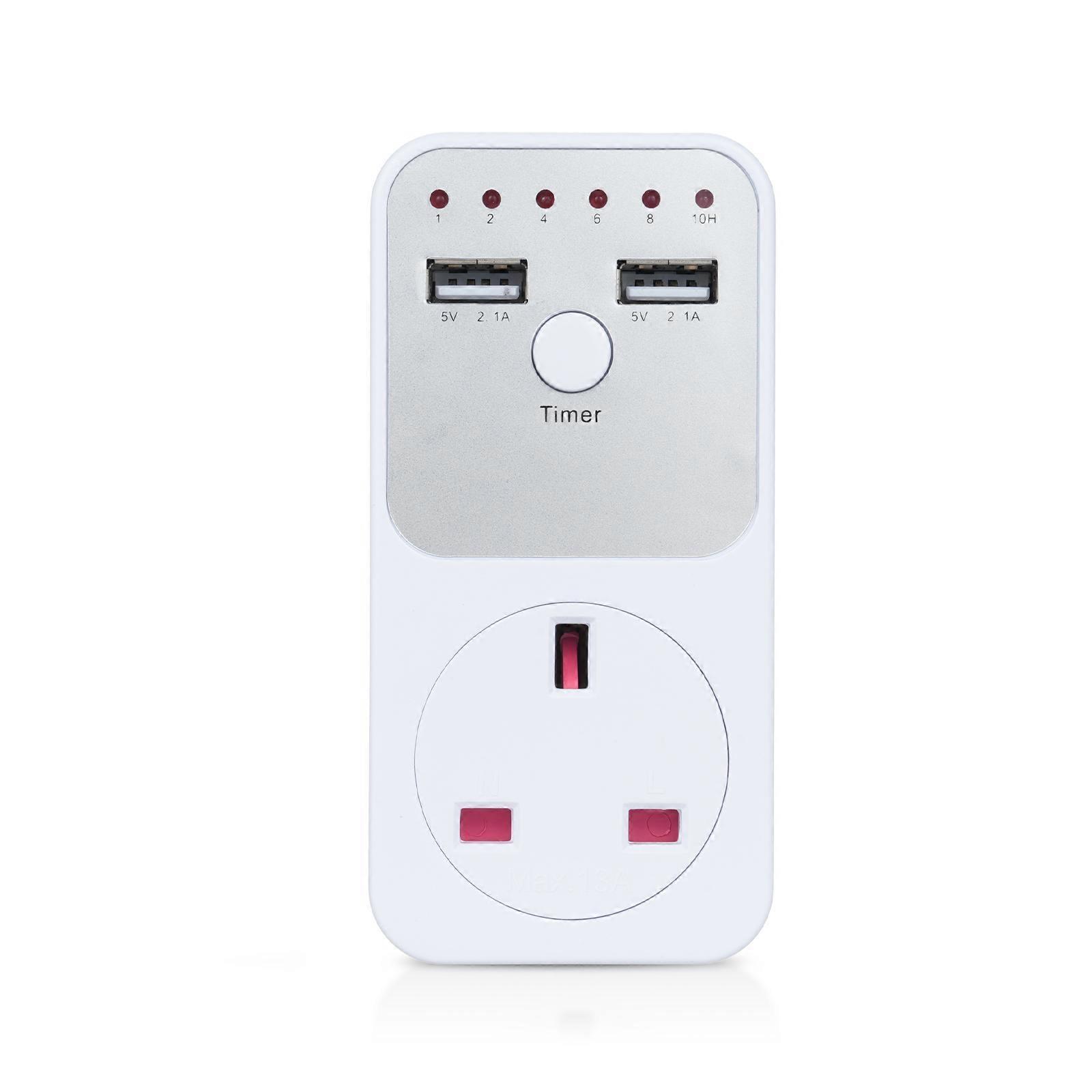 2900W Intelligent Programmable Countdown Timer Socket Electronic Timer Switch Surge Protector Outlet Dual USB Port with UK Plug