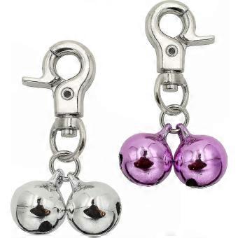 Stainless Steel Bell Necklace - 2 Pack Silver Pink Pet Training Collar Charm for Dogs & Cats