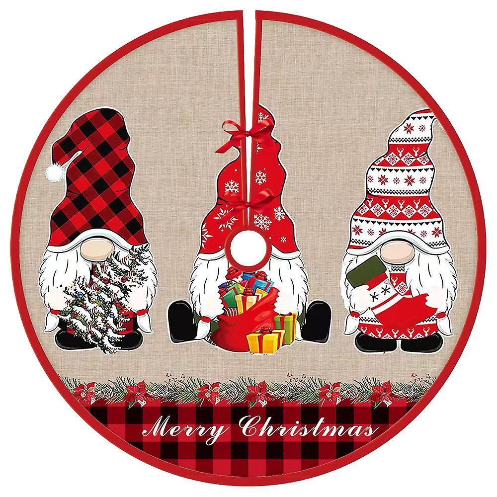 90cm Christmas Tree Snowflake Print Mat Cute Gnome Santa/snowman Printed Xmas Tree Dress