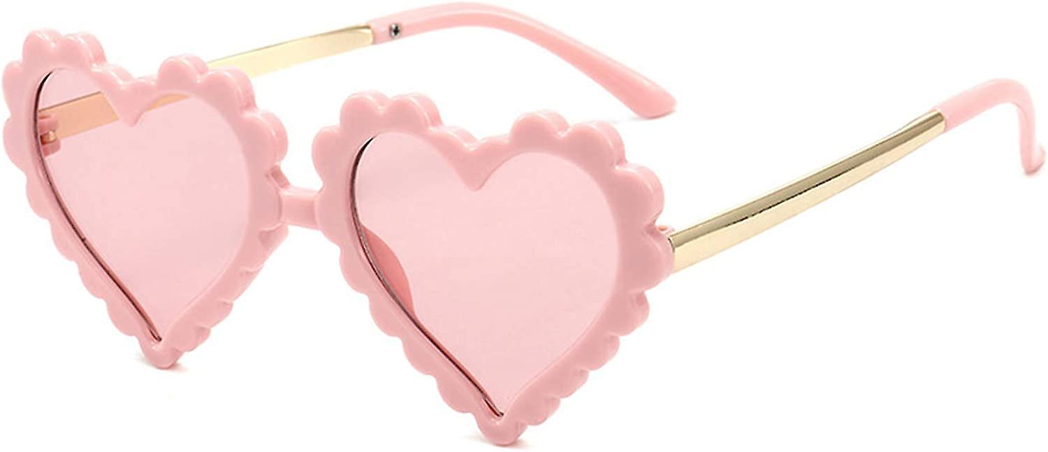 Barnsolglasögon Flickor Barnsolglasögon Hjärtformade Solglasögon Kärlekshjärtglasögon Retro Med UV-skydd För Åldrar 3-12