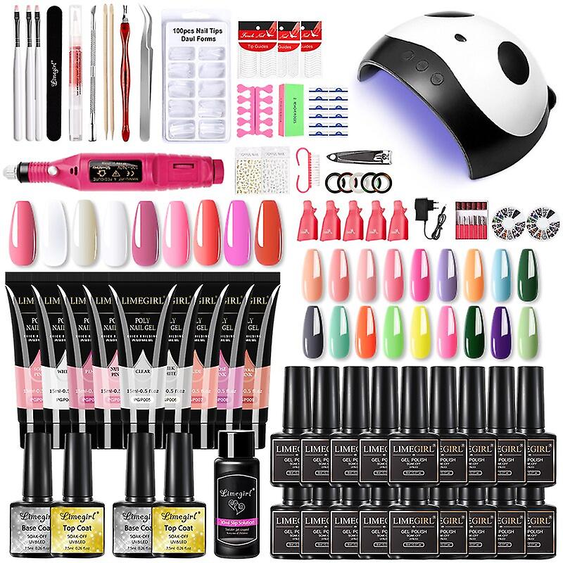 Poly Nail Gel Set For Nail Extensions Gel Nail Polish Set With Led Nail Dryer Manicure Set Kit 4