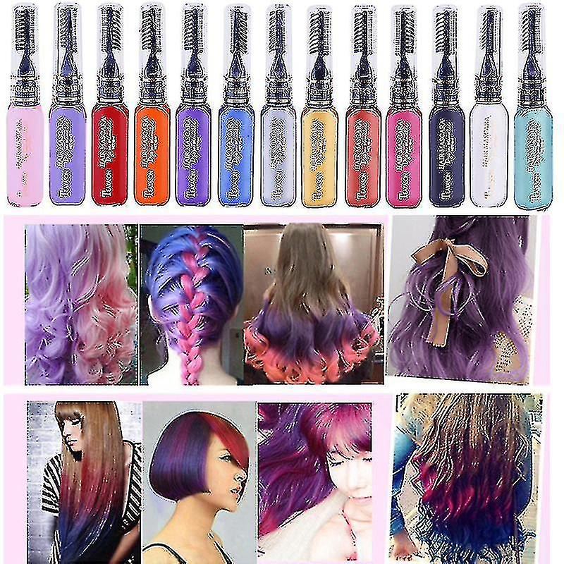 12 لون صبغ الشعر ماسكارا غير سامة ملونات الشعر القابل للتصرف تلوين الشعر قلم رصاص