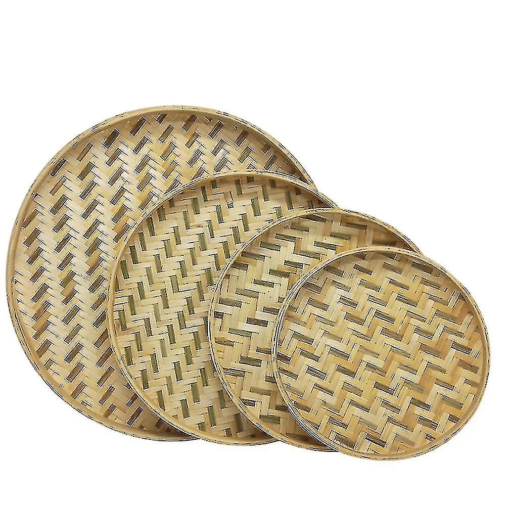 Handmade Round Bamboo Weaving Sieve Snack Food Bread Piic