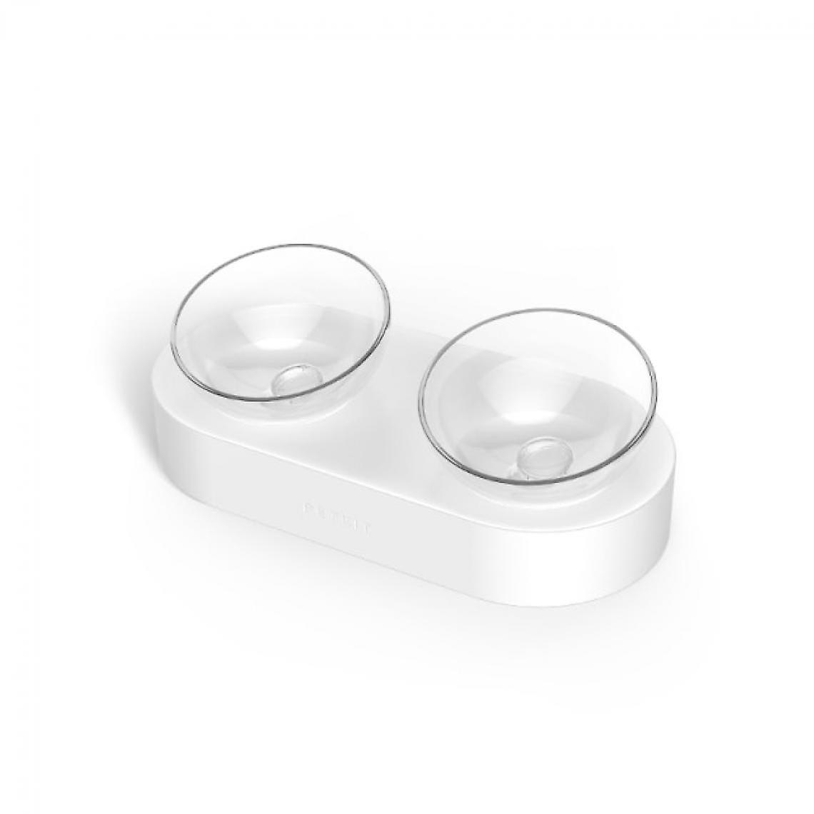 15 Degree Adjustable Cat Bowl Holder, Non-slip Cat Plate, Double Cat Bowl And Slow Feeder For Breeder.(white)
