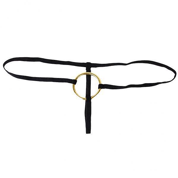 4x Schwarzer sexy Männer G-String String String String String mit goldenem Kunststoffring Unterwäsche