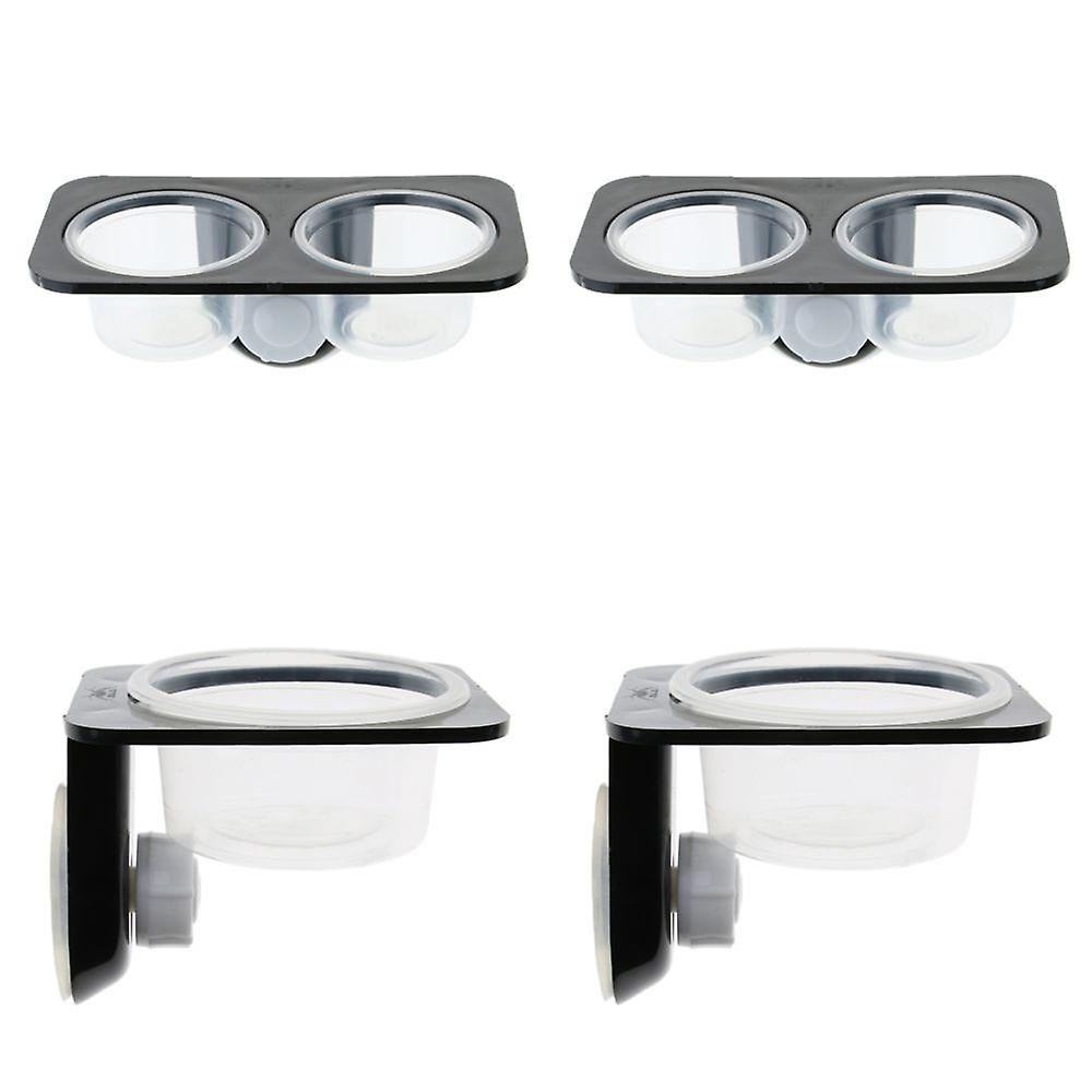 4 Pieces Reptile Food Water Feeding Bowl Feeder With Double And Single Suction Cup