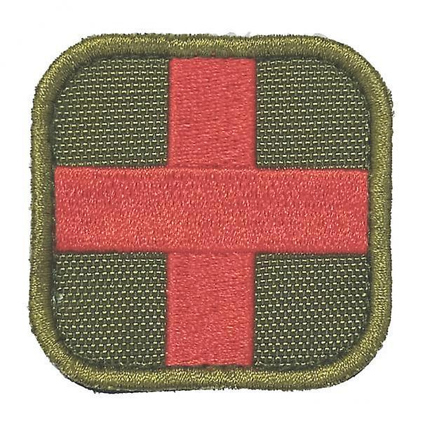 10x50 x 50mm Hook & Loop Medic First Aid Red Cross Patch Tan