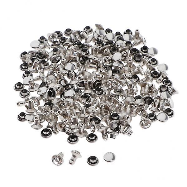 2x100pcs Snap Button Rivets Leather Craft for Garment Accessories Silver 6mm