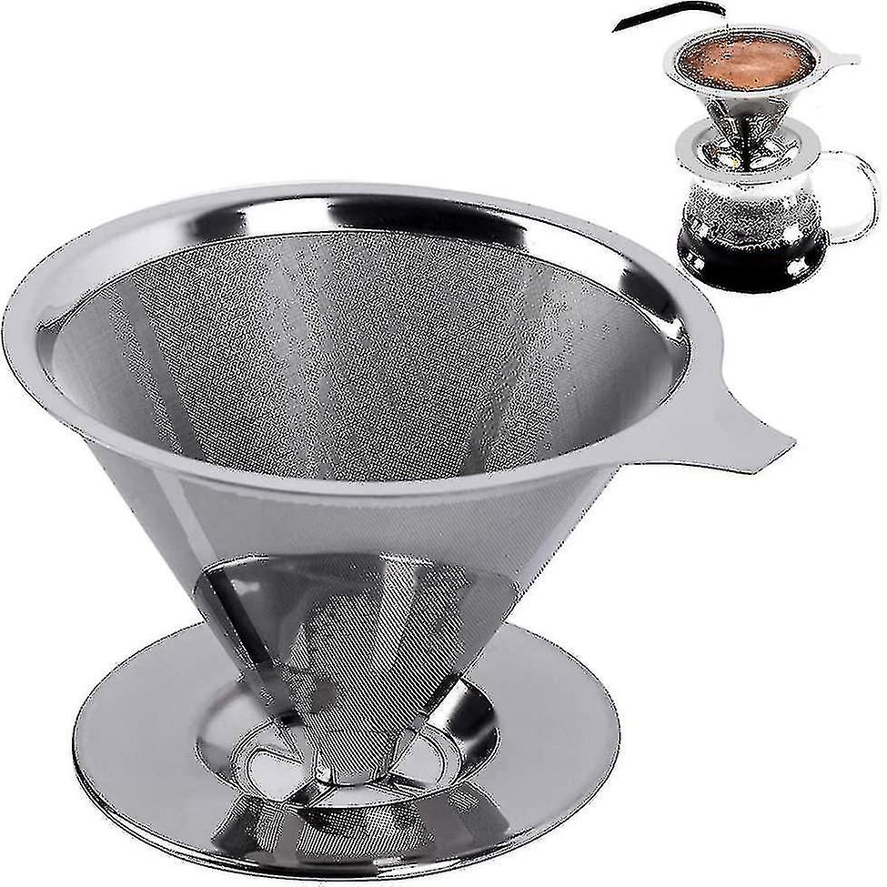 Reusable Stainless Steel Coffee Filter Double Layer Mesh Filter Cup Coffee