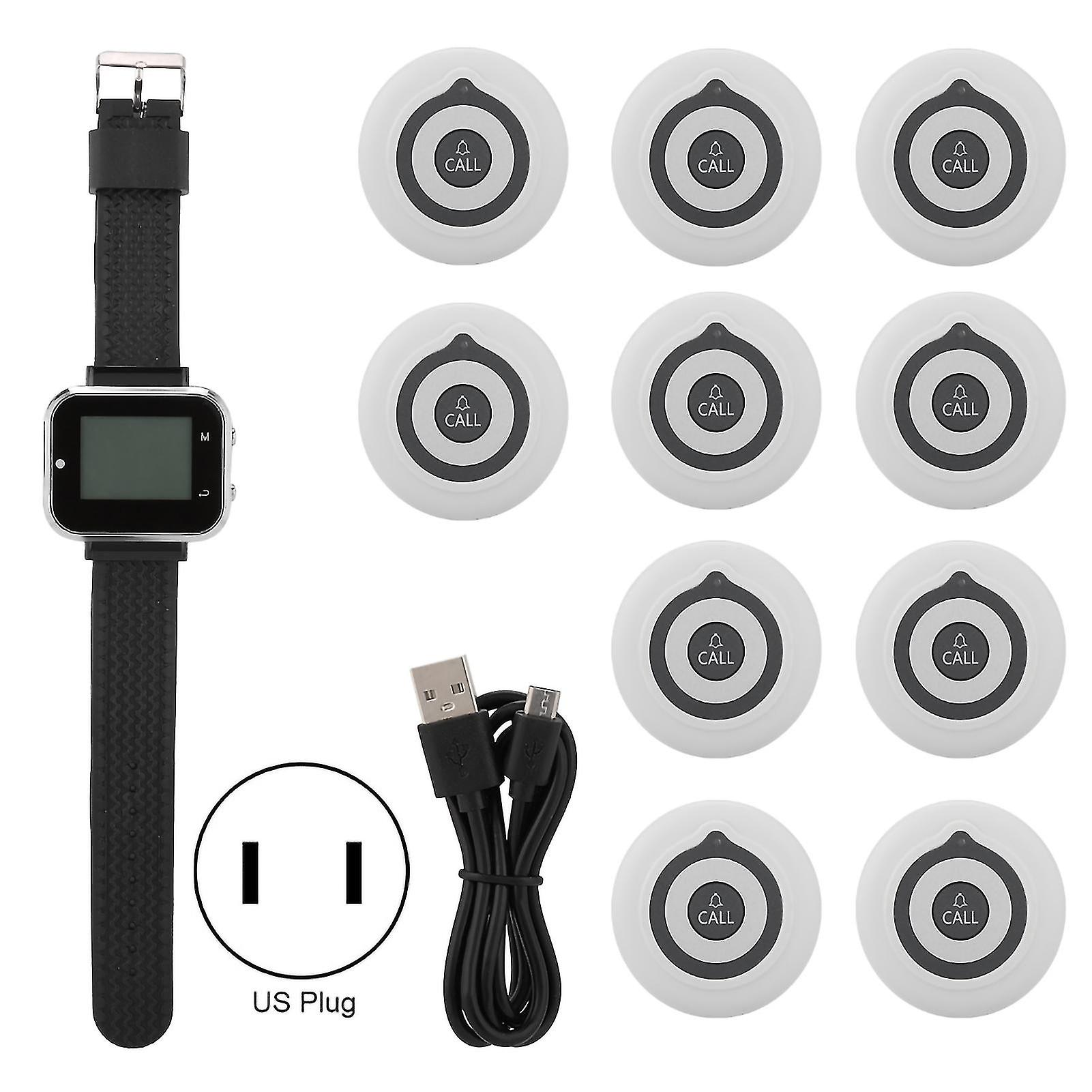 Ctw06+ctt19 Wireless Pager System Charging Watch Mobile Receiving Host 10pcs Pagers Us Plug