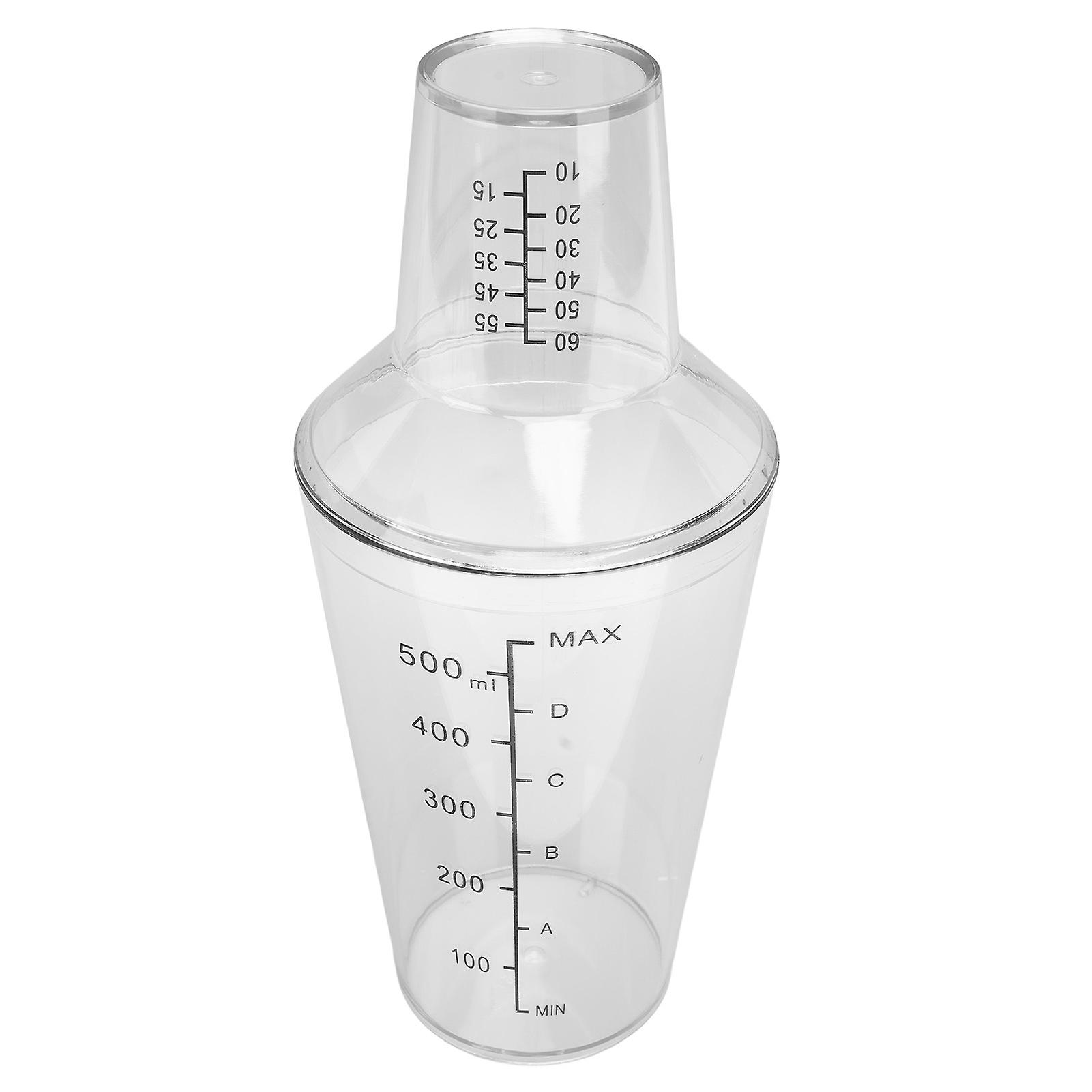 Clear 500ML Transparent Cocktail Shaker with Scale, Spill-Proof PC