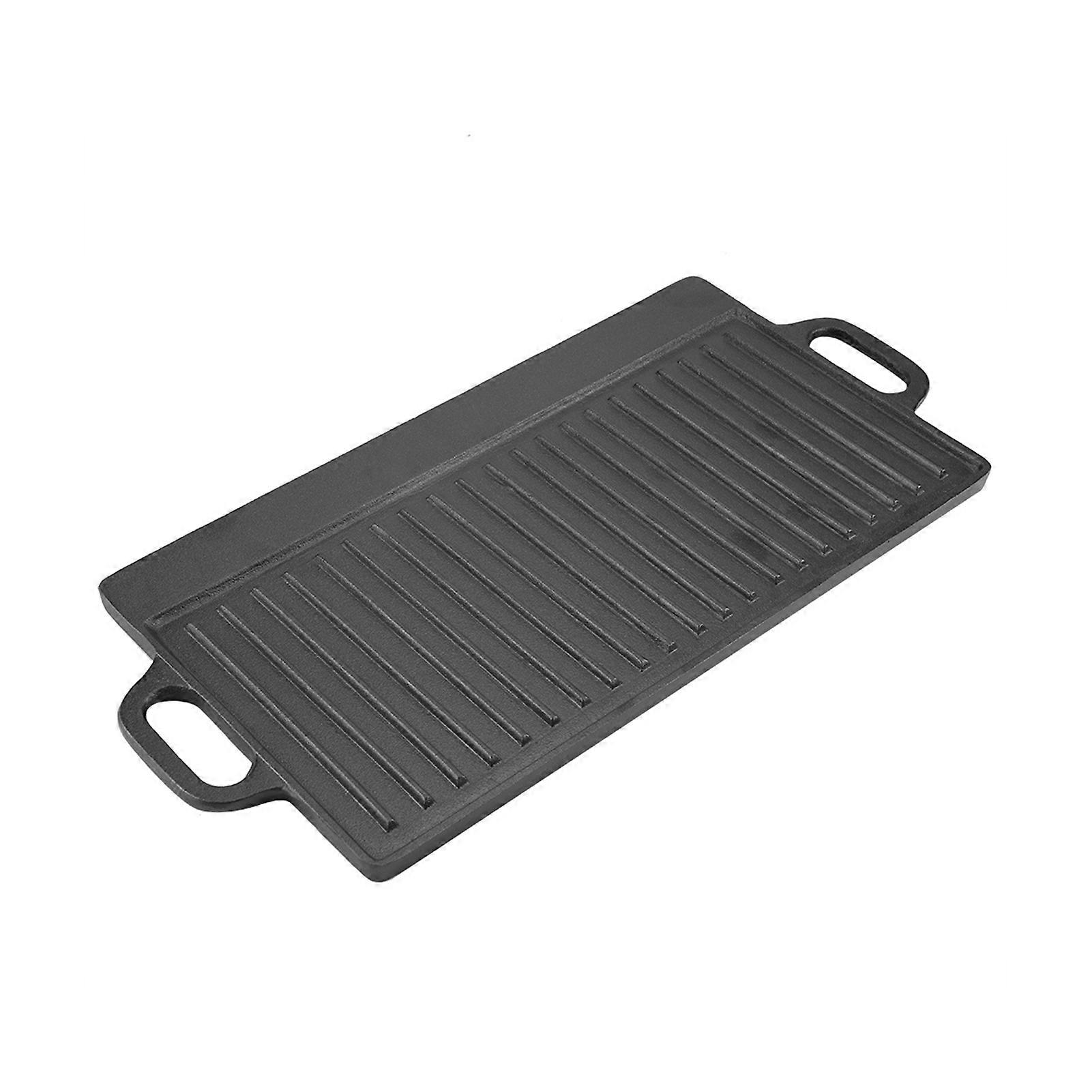 Cast Iron Double-Sided Grill Griddle Pan 50.5x23.5cm Nonstick