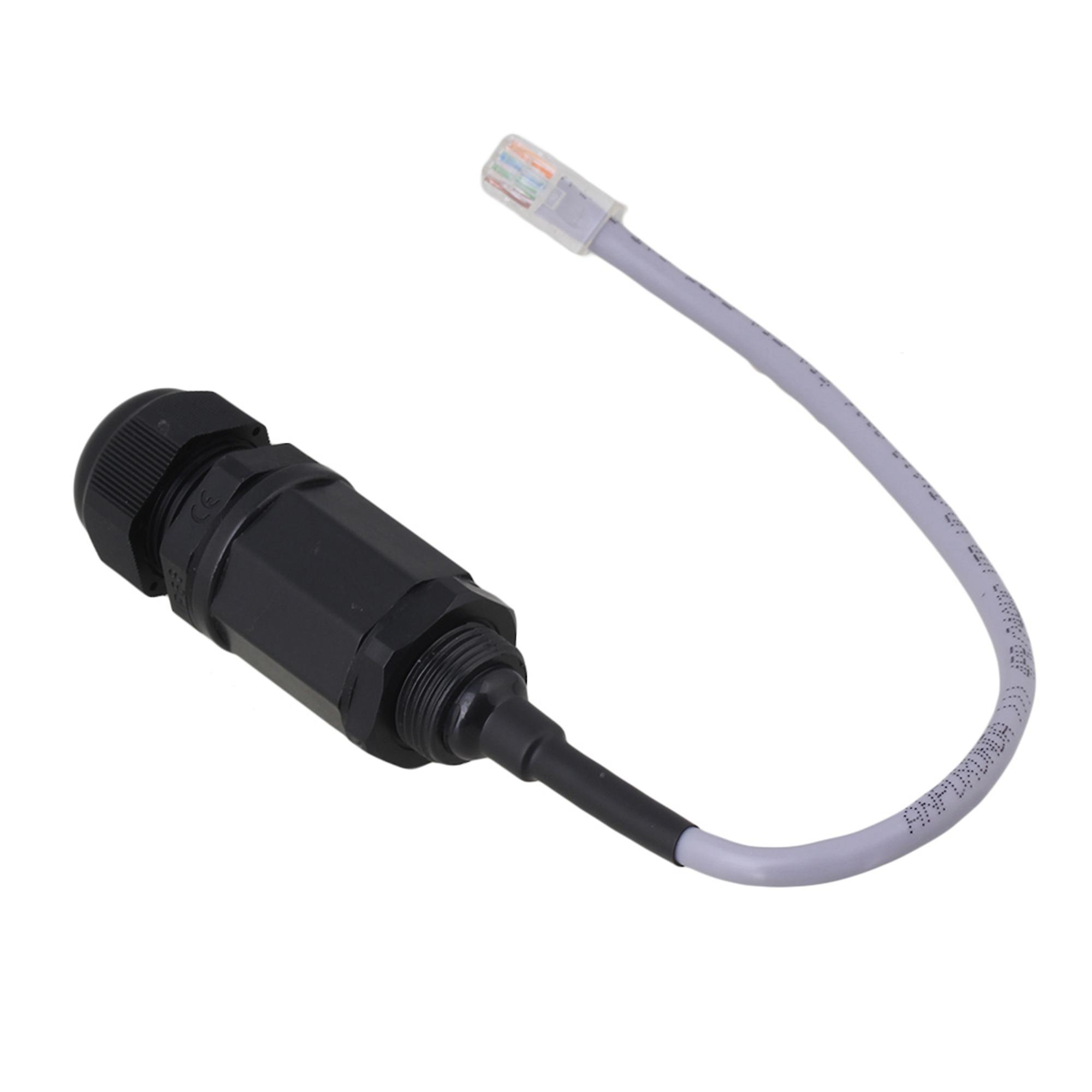 5x Plastic Black M20 Ethernet LAN Waterproof RJ45 Connector 250mm Cable