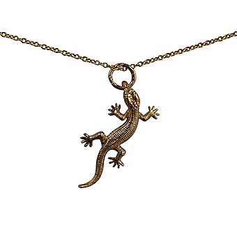 9ct Gold 26x14mm Lizard Pendant with a cable Chain 20 inches