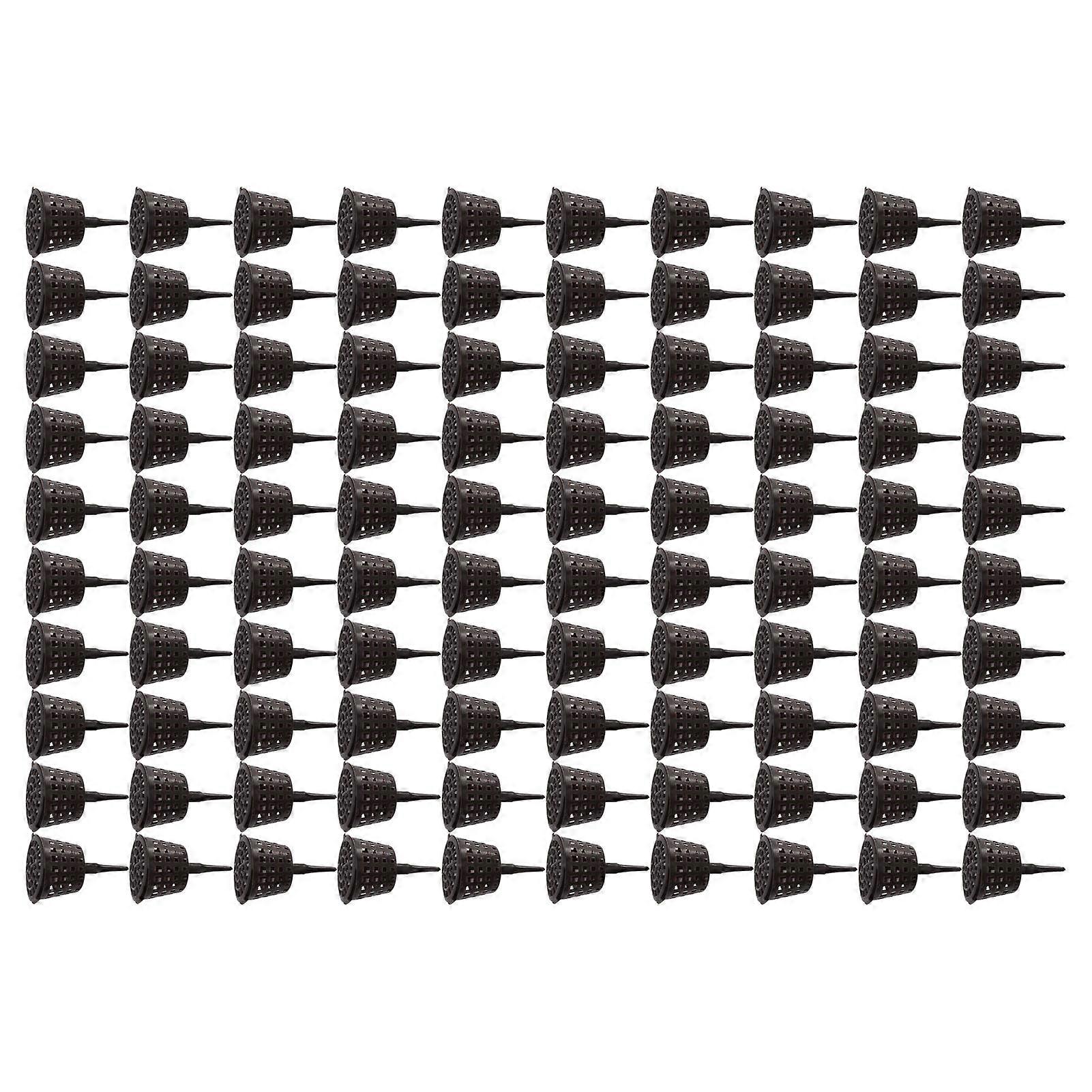 100PCS Plastic Fertilizer Mesh Basket with Lid Plastic Fertilizer Mesh Basket with Lid Planting Fertilizer Net Pot for Succulent Orchid Bonsai(S)