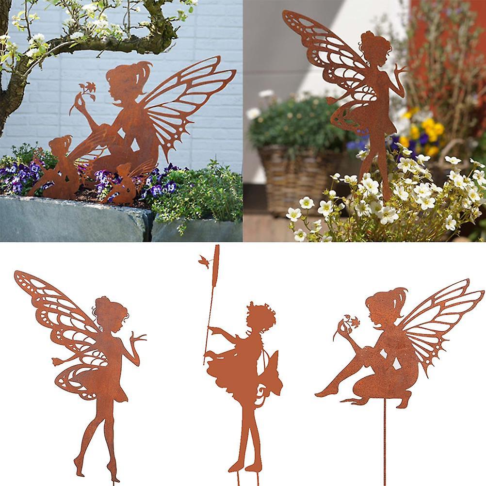 装飾的な庭の賭け金妖精のシルエットメタルヤードステークス芸術屋外庭の装飾春の装飾