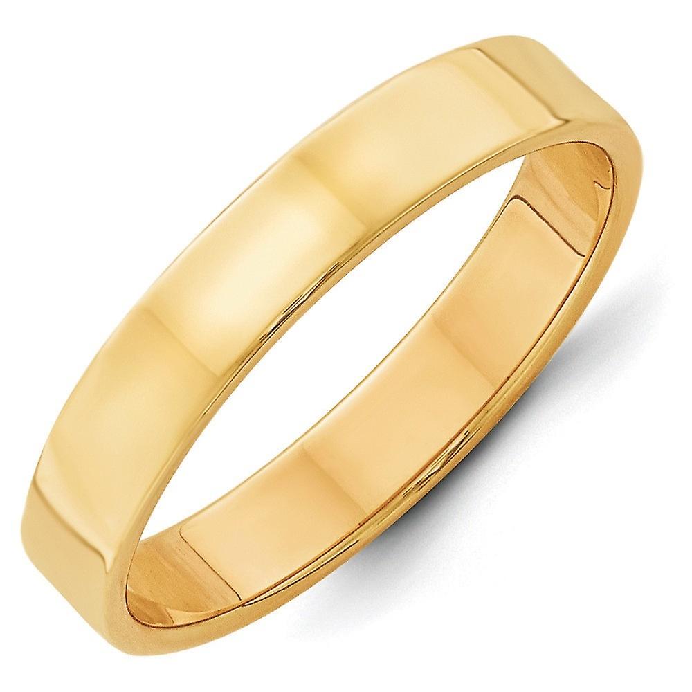 14k Yellow Gold Solid Polished Lightweight 4mm Ltw Flat Band Ring-Band Style-Ring for Women and Men - Ring Size: 4 to 14